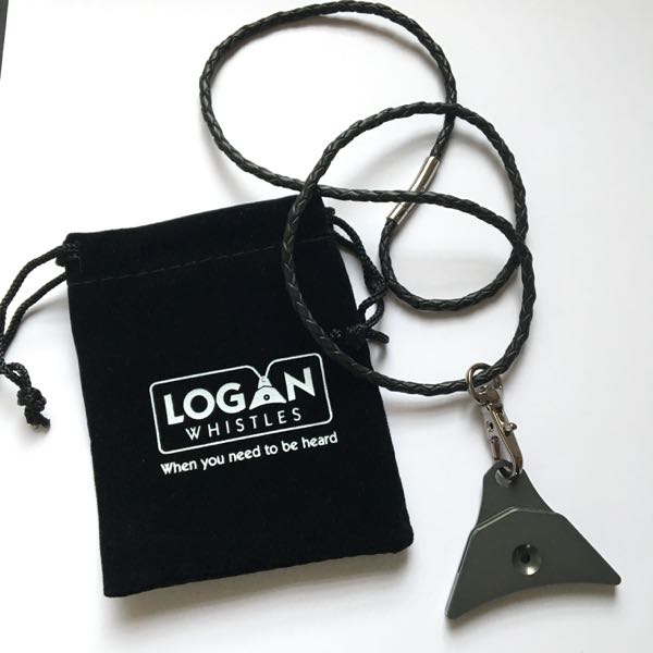 Plait leather lanyard with Logan whistle and pouch